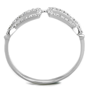 TS306 - Rhodium 925 Sterling Silver Ring with AAA Grade CZ  in Clear