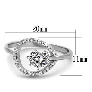 TS307 - Rhodium 925 Sterling Silver Ring with AAA Grade CZ  in Clear