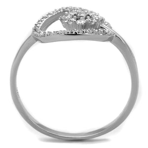 TS307 - Rhodium 925 Sterling Silver Ring with AAA Grade CZ  in Clear