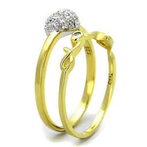 TS311 - Gold+Rhodium 925 Sterling Silver Ring with AAA Grade CZ  in Clear