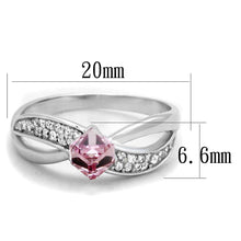 Load image into Gallery viewer, TS313 - Rhodium 925 Sterling Silver Ring with Top Grade Crystal  in Light Rose