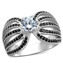 Load image into Gallery viewer, TS314 - Rhodium 925 Sterling Silver Ring with AAA Grade CZ  in Clear