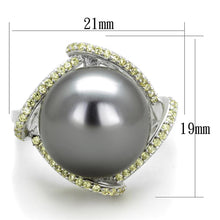 Load image into Gallery viewer, TS318 - Rhodium 925 Sterling Silver Ring with Synthetic Pearl in Gray