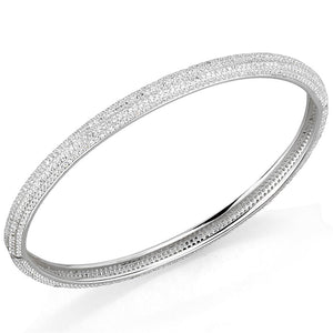 TS328 - Rhodium 925 Sterling Silver Bangle with AAA Grade CZ  in Clear