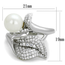 Load image into Gallery viewer, TS329 - Rhodium 925 Sterling Silver Ring with Synthetic Pearl in White