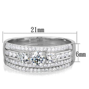 TS333 - Rhodium 925 Sterling Silver Ring with AAA Grade CZ  in Clear