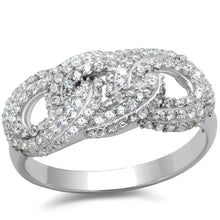 Load image into Gallery viewer, TS334 - Rhodium 925 Sterling Silver Ring with AAA Grade CZ  in Clear