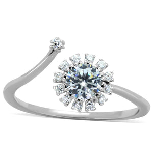 TS335 - Rhodium 925 Sterling Silver Ring with AAA Grade CZ  in Clear