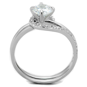 TS336 - Rhodium 925 Sterling Silver Ring with AAA Grade CZ  in Clear