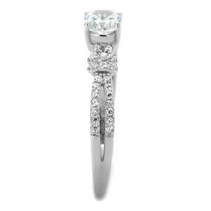 TS337 - Rhodium 925 Sterling Silver Ring with AAA Grade CZ  in Clear