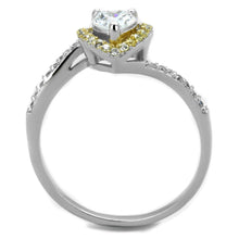 Load image into Gallery viewer, TS339 - Reverse Two-Tone 925 Sterling Silver Ring with AAA Grade CZ  in Clear