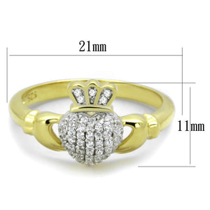 TS342 - Gold+Rhodium 925 Sterling Silver Ring with AAA Grade CZ  in Clear
