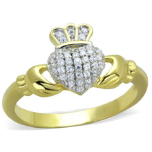 Load image into Gallery viewer, TS342 - Gold+Rhodium 925 Sterling Silver Ring with AAA Grade CZ  in Clear