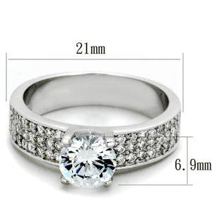 TS345 - Rhodium 925 Sterling Silver Ring with AAA Grade CZ  in Clear