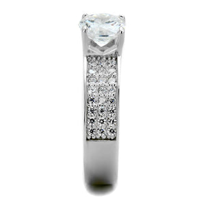 TS345 - Rhodium 925 Sterling Silver Ring with AAA Grade CZ  in Clear