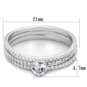 TS347 - Rhodium 925 Sterling Silver Ring with AAA Grade CZ  in Clear