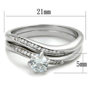TS349 - Rhodium 925 Sterling Silver Ring with AAA Grade CZ  in Clear