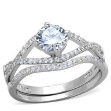 Load image into Gallery viewer, TS350 - Rhodium 925 Sterling Silver Ring with AAA Grade CZ  in Clear