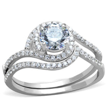 Load image into Gallery viewer, TS351 - Rhodium 925 Sterling Silver Ring with AAA Grade CZ  in Clear