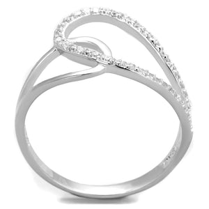 TS358 - Rhodium 925 Sterling Silver Ring with AAA Grade CZ  in Clear