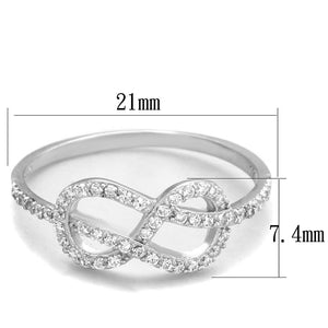 TS360 - Rhodium 925 Sterling Silver Ring with AAA Grade CZ  in Clear