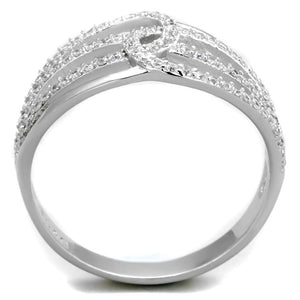 TS363 - Rhodium 925 Sterling Silver Ring with AAA Grade CZ  in Clear