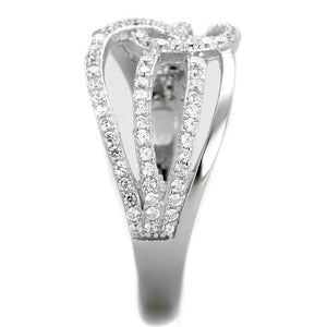 TS363 - Rhodium 925 Sterling Silver Ring with AAA Grade CZ  in Clear