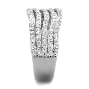 TS364 - Rhodium 925 Sterling Silver Ring with AAA Grade CZ  in Clear