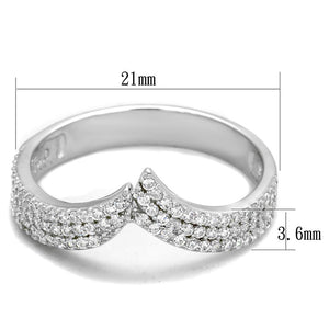 TS366 - Rhodium 925 Sterling Silver Ring with AAA Grade CZ  in Clear
