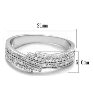 TS367 - Rhodium 925 Sterling Silver Ring with AAA Grade CZ  in Clear