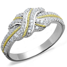 Load image into Gallery viewer, TS370 - Reverse Two-Tone 925 Sterling Silver Ring with AAA Grade CZ  in Clear