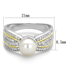 Load image into Gallery viewer, TS377 - Reverse Two-Tone 925 Sterling Silver Ring with Synthetic Pearl in White