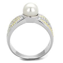 Load image into Gallery viewer, TS377 - Reverse Two-Tone 925 Sterling Silver Ring with Synthetic Pearl in White