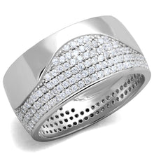 Load image into Gallery viewer, TS378 - Rhodium 925 Sterling Silver Ring with AAA Grade CZ  in Clear