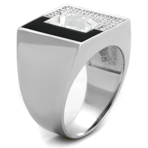 TS388 - Rhodium 925 Sterling Silver Ring with Top Grade Crystal  in Clear