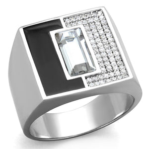 TS388 - Rhodium 925 Sterling Silver Ring with Top Grade Crystal  in Clear