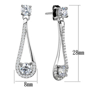TS390 - Rhodium 925 Sterling Silver Earrings with AAA Grade CZ  in Clear