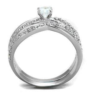 TS396 - Rhodium 925 Sterling Silver Ring with AAA Grade CZ  in Clear