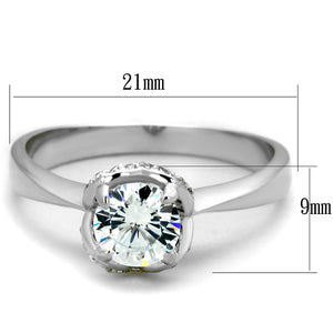 TS399 - Rhodium 925 Sterling Silver Ring with AAA Grade CZ  in Clear