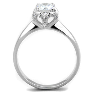 TS399 - Rhodium 925 Sterling Silver Ring with AAA Grade CZ  in Clear