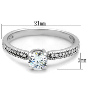 TS401 - Rhodium 925 Sterling Silver Ring with AAA Grade CZ  in Clear