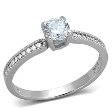 Load image into Gallery viewer, TS401 - Rhodium 925 Sterling Silver Ring with AAA Grade CZ  in Clear