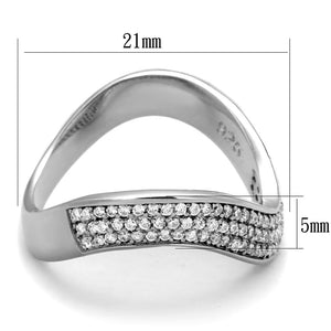TS402 - Rhodium 925 Sterling Silver Ring with AAA Grade CZ  in Clear