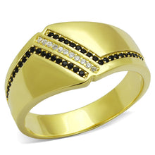 Load image into Gallery viewer, TS413 - Gold 925 Sterling Silver Ring with AAA Grade CZ  in Black Diamond