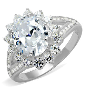 TS415 - Rhodium 925 Sterling Silver Ring with AAA Grade CZ  in Clear