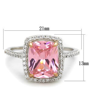 TS418 - Rose Gold + Rhodium 925 Sterling Silver Ring with AAA Grade CZ  in Rose