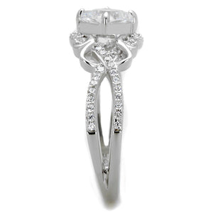 TS421 - Rhodium 925 Sterling Silver Ring with AAA Grade CZ  in Clear