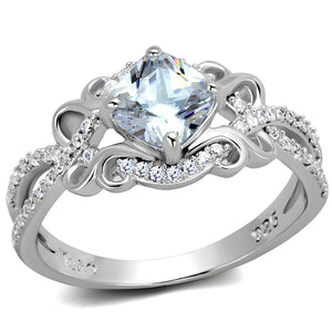 TS421 - Rhodium 925 Sterling Silver Ring with AAA Grade CZ  in Clear