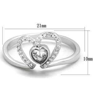 TS422 - Rhodium 925 Sterling Silver Ring with AAA Grade CZ  in Clear