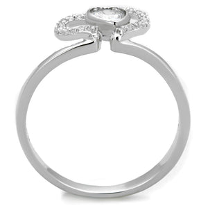 TS422 - Rhodium 925 Sterling Silver Ring with AAA Grade CZ  in Clear